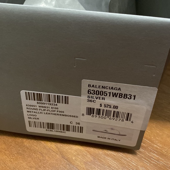 Balenciaga Thong Slide Sandal new in box Silver - Picture 6 of 8